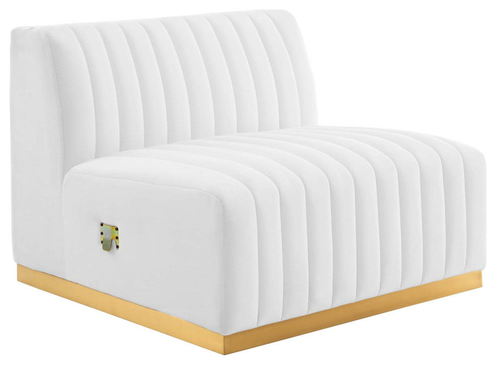 Conjure Channel Tufted Performance Velvet 4-Piece Sectional, Gold White