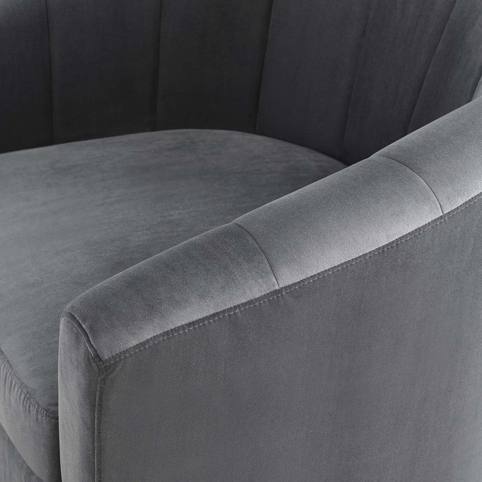 Armchair Accent Chair, Velvet, Dark Gray, Modern, Living Lounge Hospitality