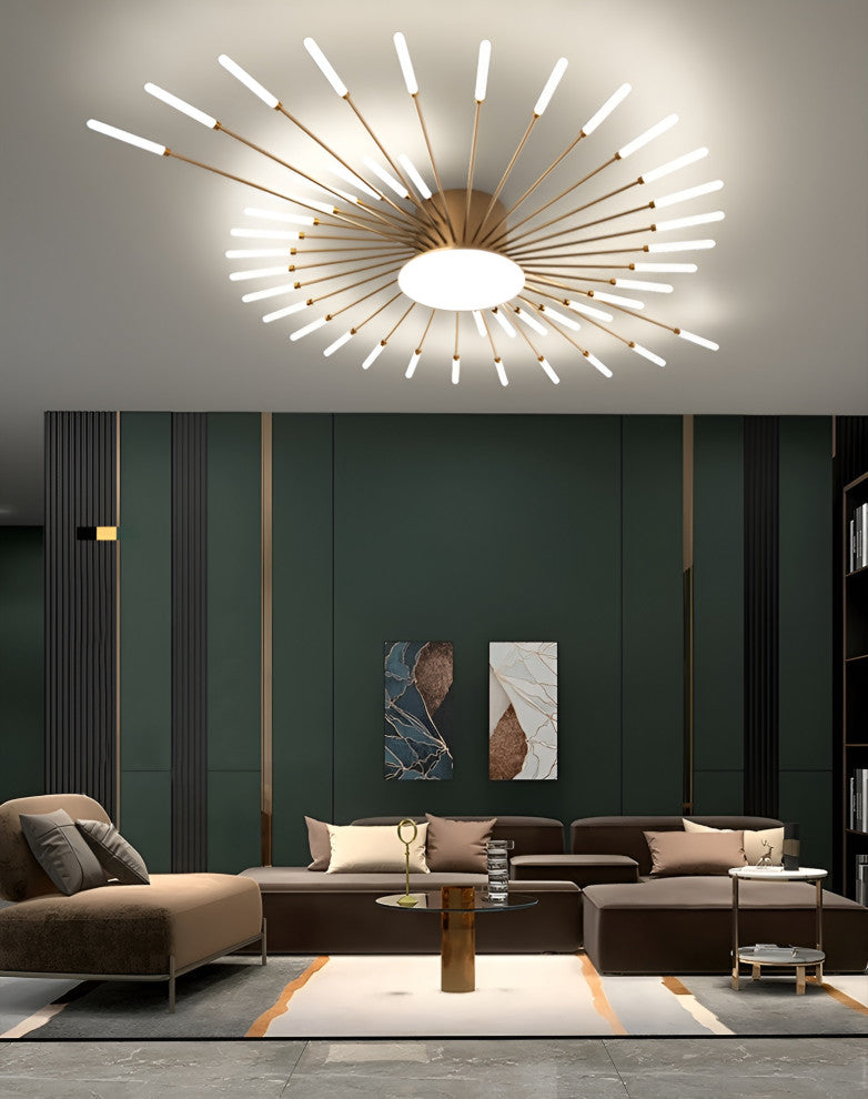 Yverdon-les-Bains | Creative Spiral LED Ceiling Light, Gold, 28 Heads