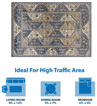 Gewnee Dakota Tiled Border Area Rug, 8x10'