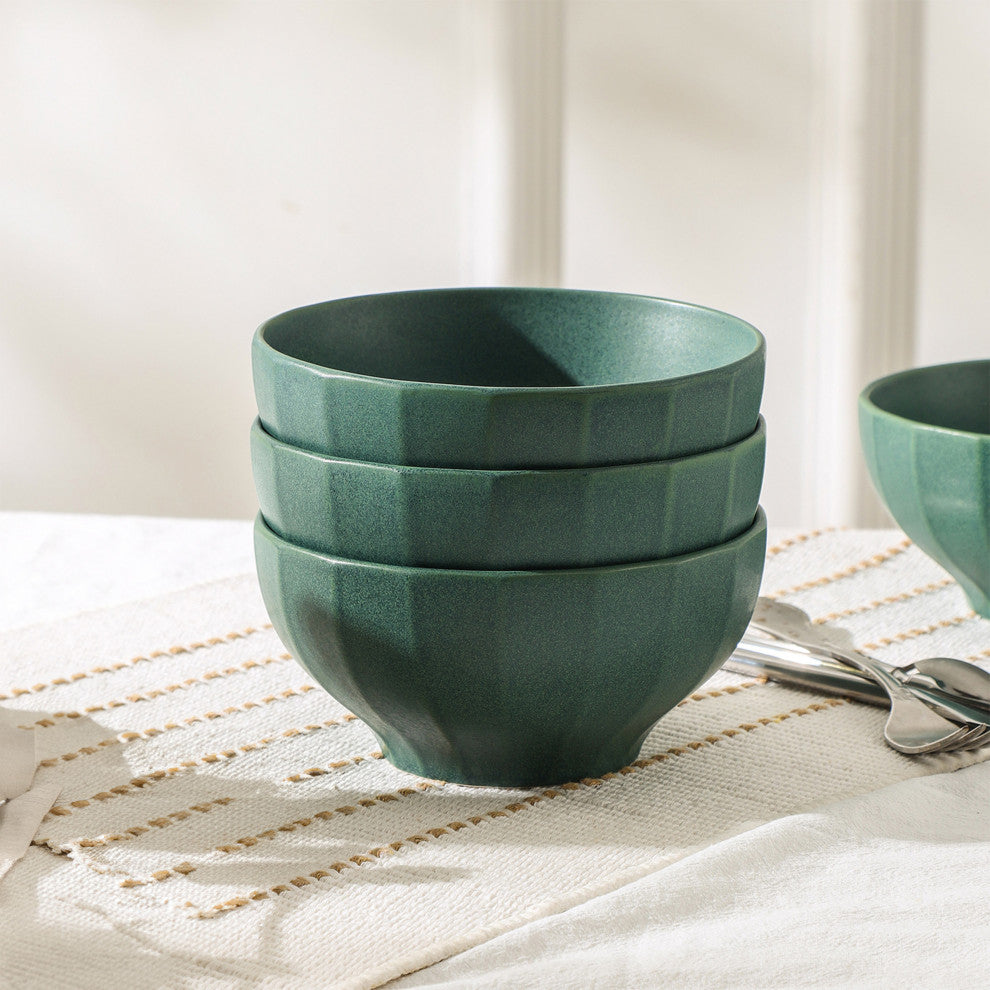 Stone Lain Rio Stoneware 12-Piece Dinnerware Set, Green