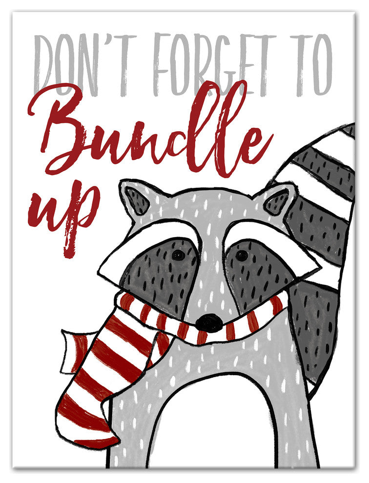Bundle Up Raccoon 12x16 Canvas Wall Art