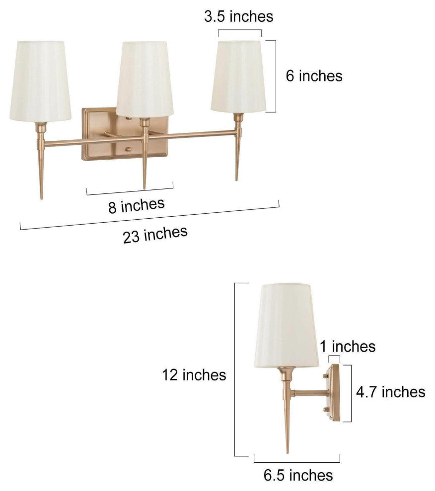 LNC Glod Traditional Bathroom Vanity Light With Fabric Shade, 3 Lights