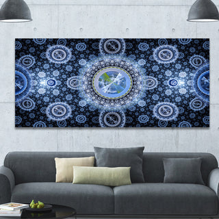 Clear Blue Psychedelic Relaxing Art, Oversized Abstract Canvas Art Print, 60x28