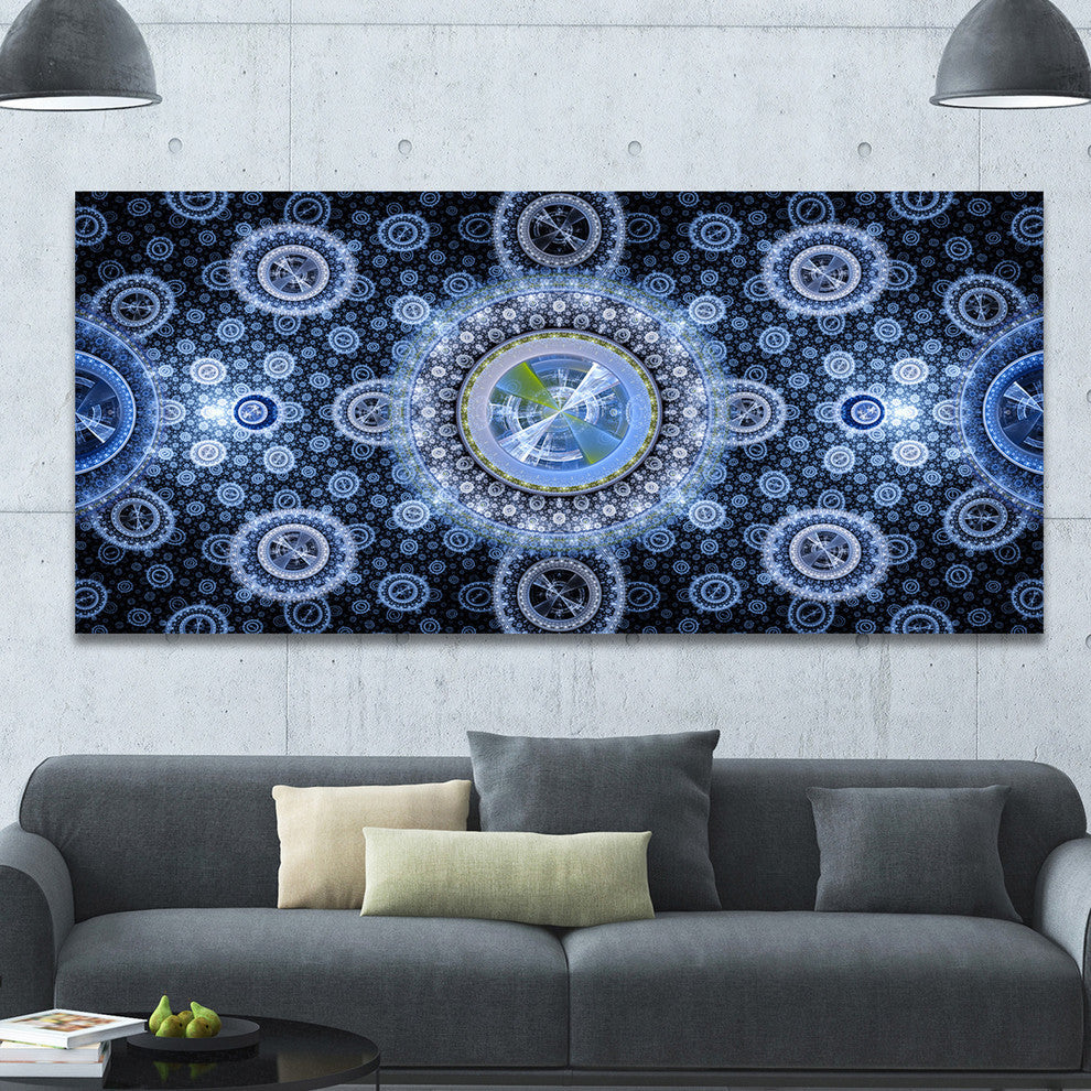 Clear Blue Psychedelic Relaxing Art, Oversized Abstract Canvas Art Print, 60x28