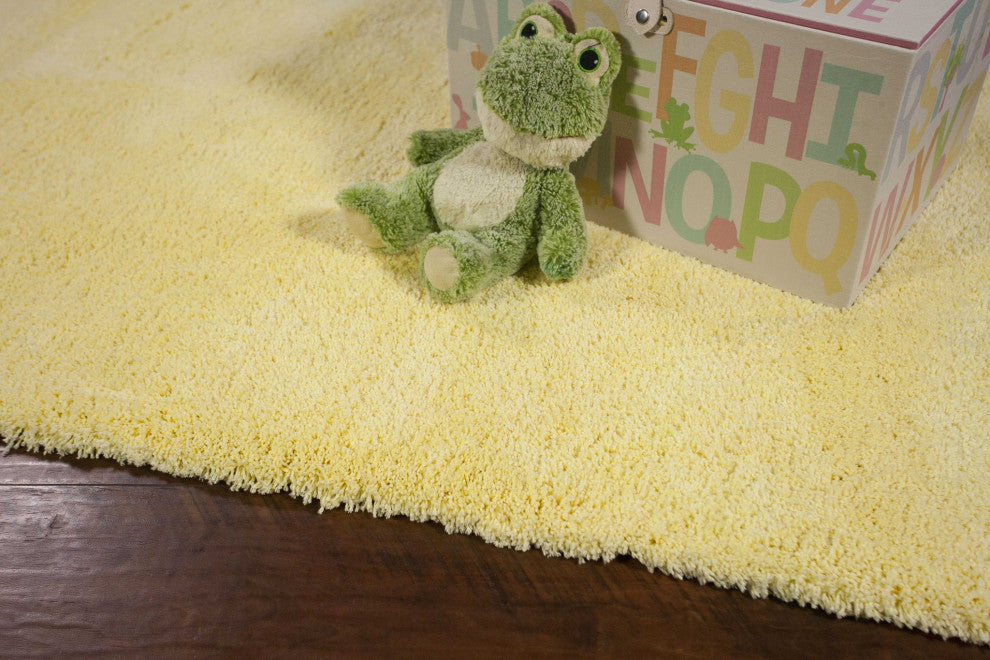 HomeRoots 8' x 11' Solid Color Canary Yellow Shag Area Rug
