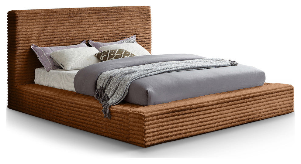 Dexter Upholstered Bed, Saddle, Queen, Corduroy Fabric