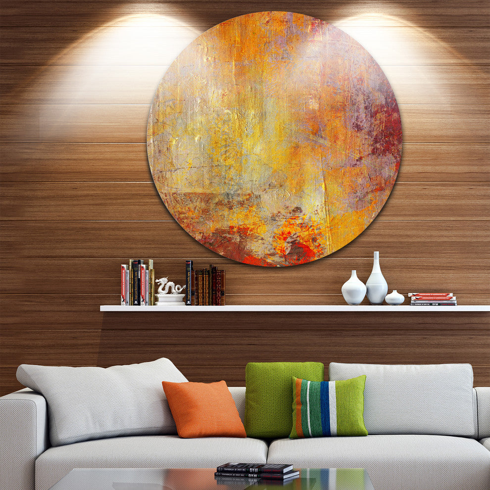 Ambient Grunge, Abstract Large Disc Metal Wall Art, 11"