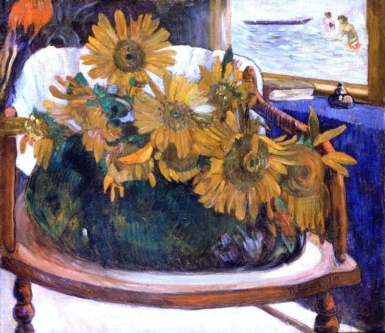 Paul Gauguin Still Life with Sunflowers on an Armchair Gallery Wrapped Canvas