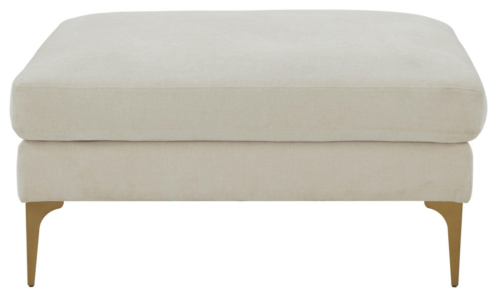 Serena Cream Velvet Ottoman