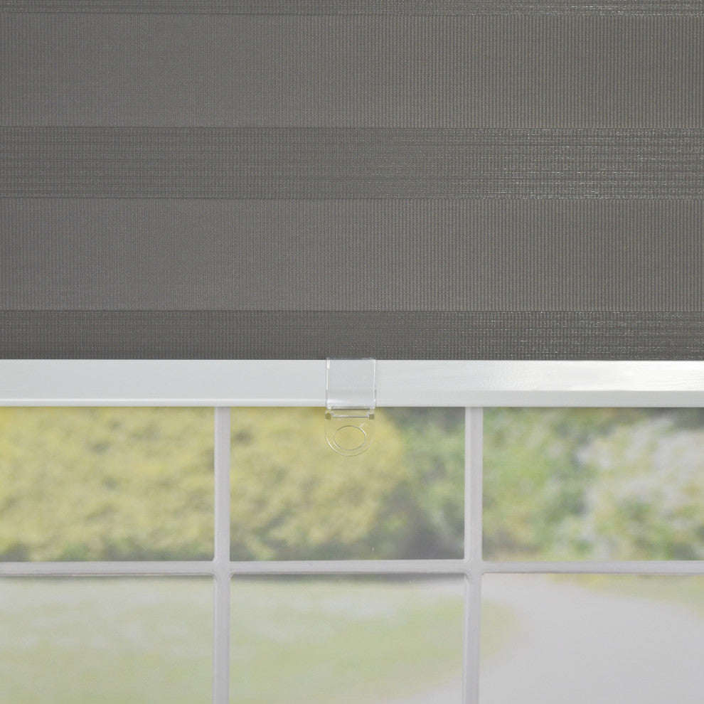 Versailles'' Cordless Zebra Slimline Privacy Shade, Charcoal, 31"x72"