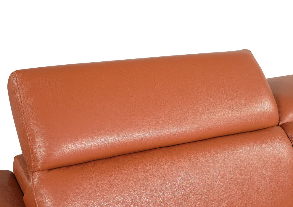 Rome Contemporary Genuine Italian Leather Loveseat Camel