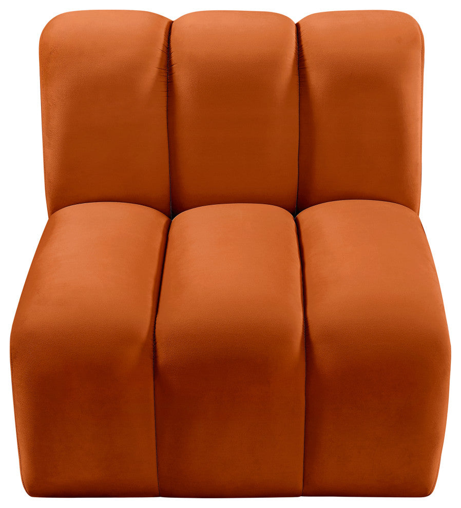 Arc Upholstered Modular Component, Cognac, 1-Piece: Straight Chair, Velvet