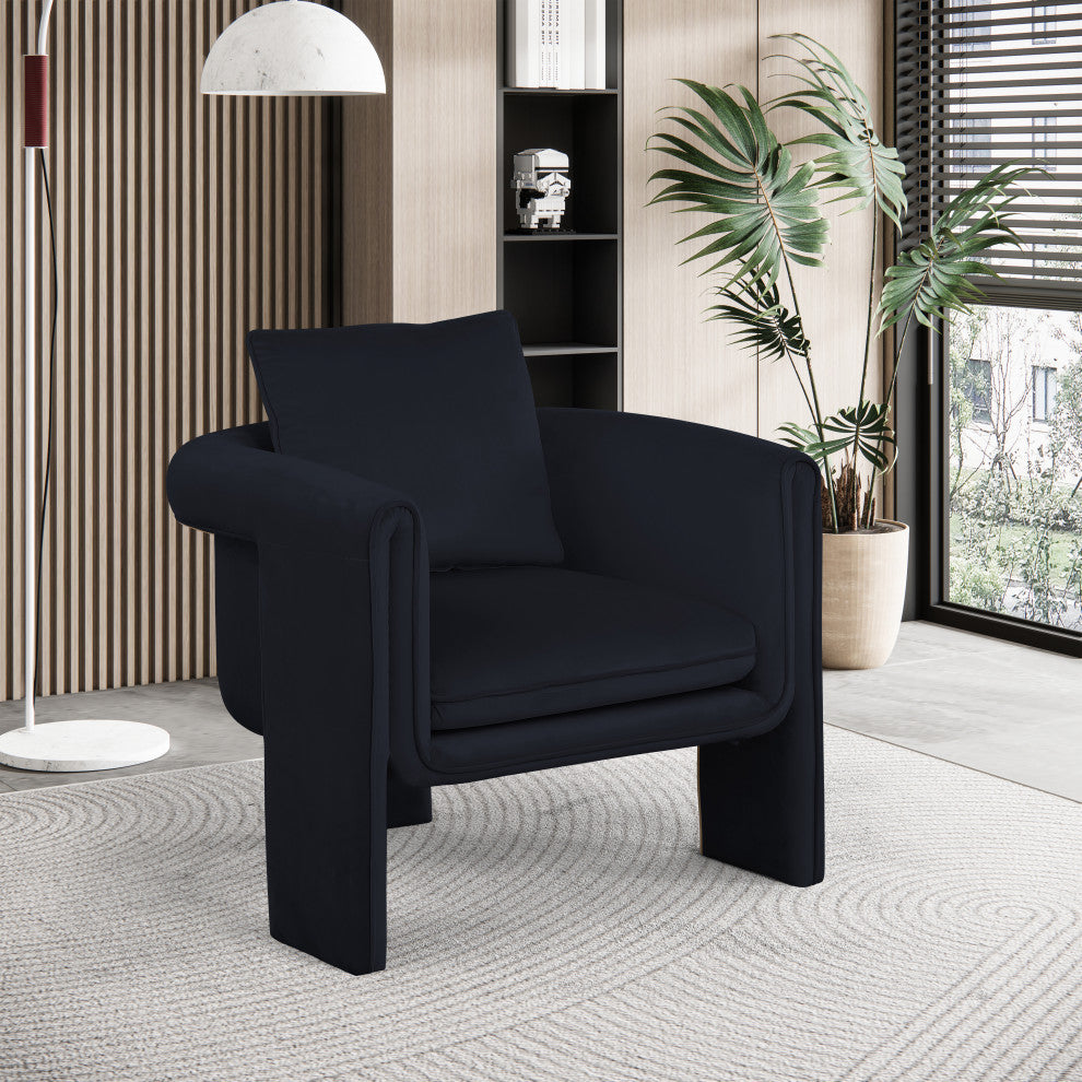 Sloan Velvet Accent Chair, Black