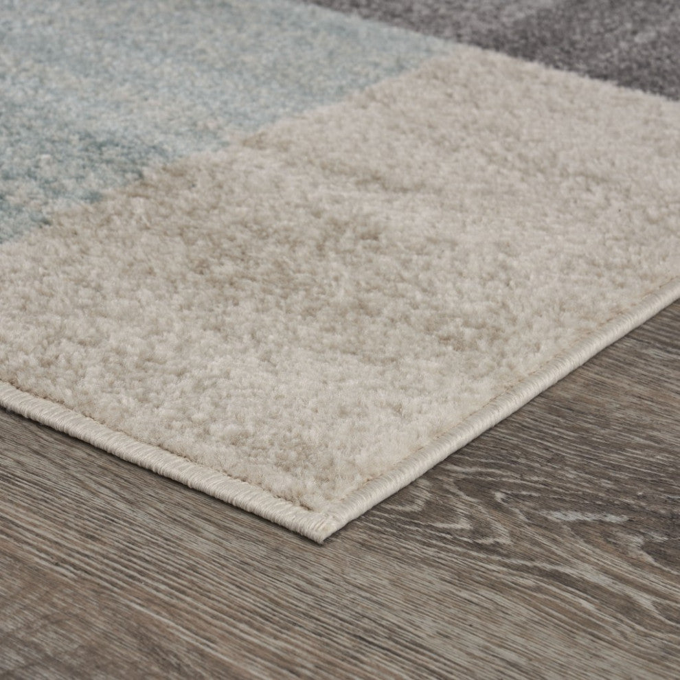 8" x 10" Beige and Black Modern Blocks Area Rug