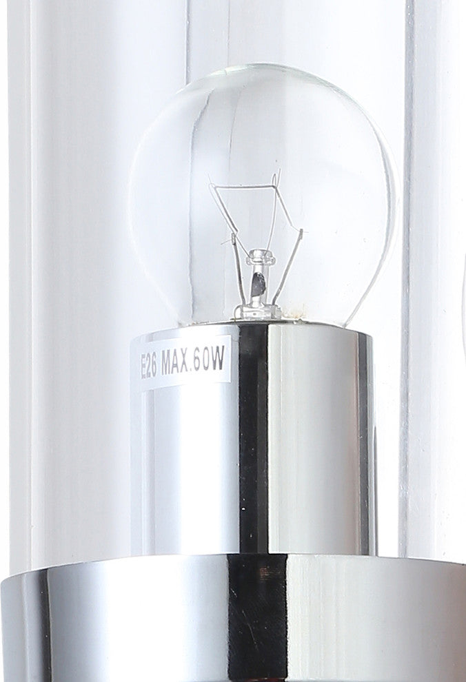 4-Light Chrome Frame Wall Sconce With Clear Glass Cylinder Shades