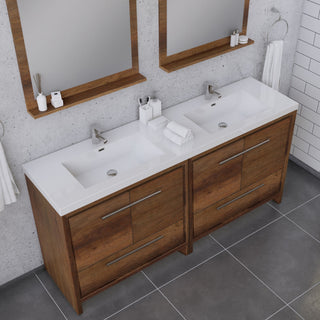 Sortino 72 inch Double Bathroom Vanity With Sink, Rosewood