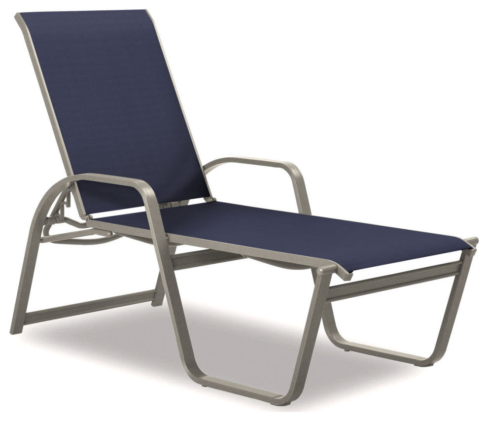 Aruba II 4-Position High Bed Chaise, Textured Warm Gray, Navy