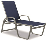 Aruba II 4-Position High Bed Chaise, Textured Warm Gray, Navy