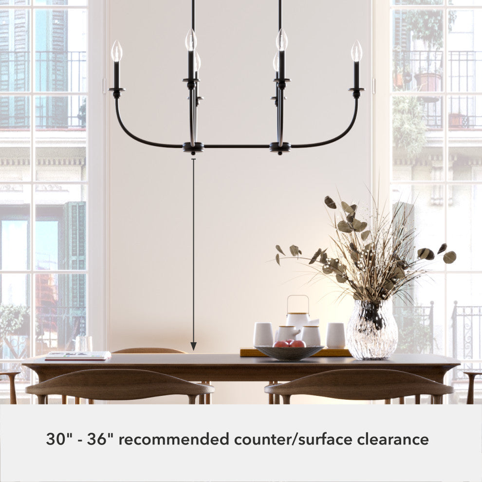 Southcrest Flat Matte Black 6 Light Linear Chandelier Light