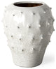 11' White Spiked Organic Glaze Large Mouth Ceramic Vase