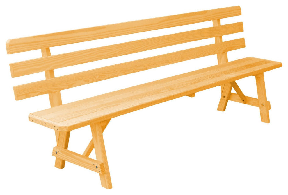 Traditional Cedar Backed Bench, Natural Stain, 8 Foot