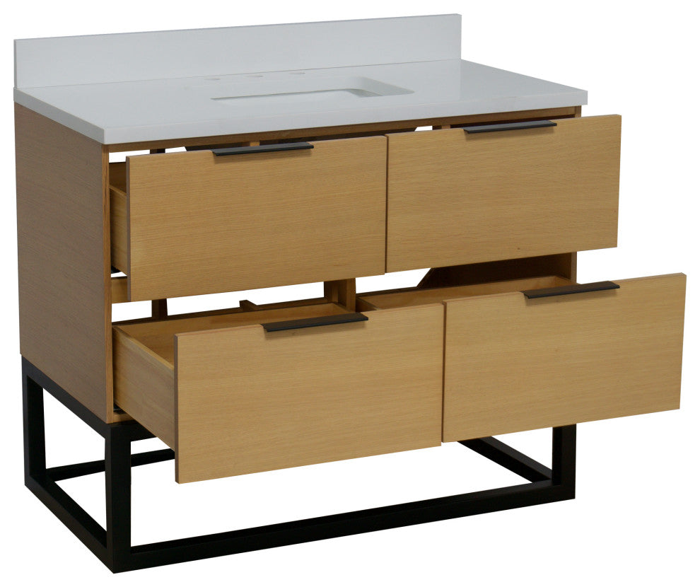 Mia 42" Bathroom Vanity, Blonde, Matte White