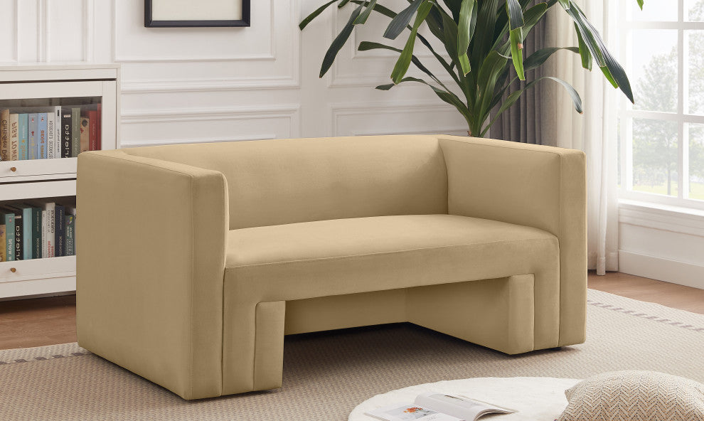Henson Velvet Upholstered Loveseat, Camel