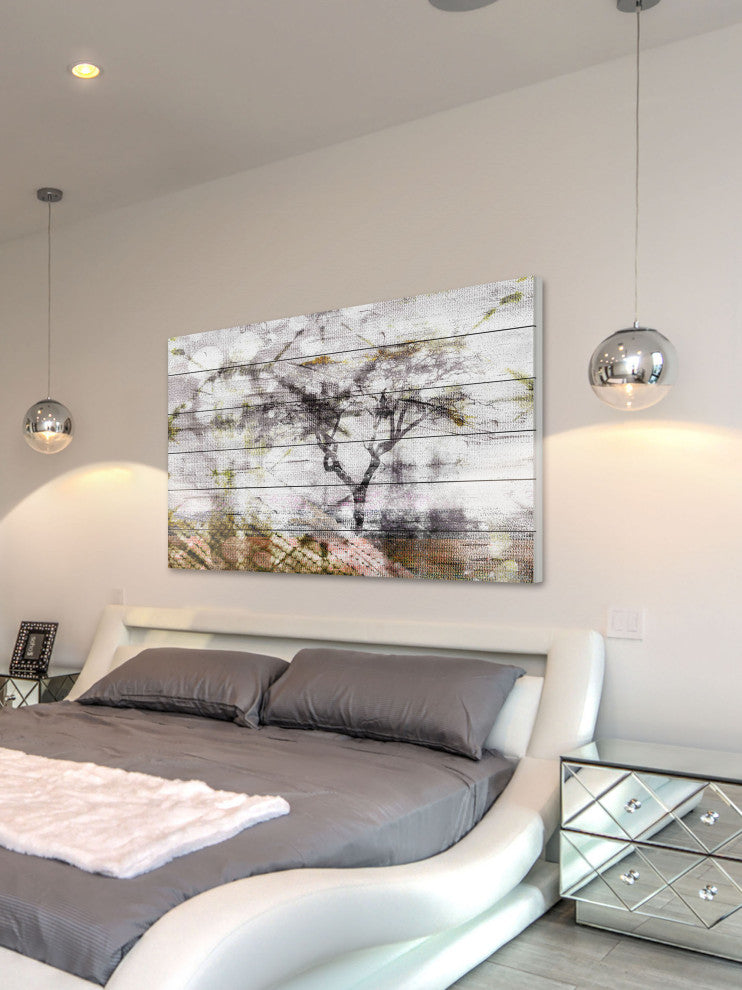 "Faded Tree" Print on White Wood, 45"x30"
