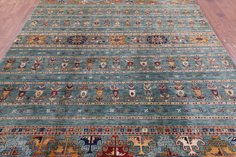 7' 11" X 11' 2" Khorjin Super Kazak Hand Knotted Rug Q10751