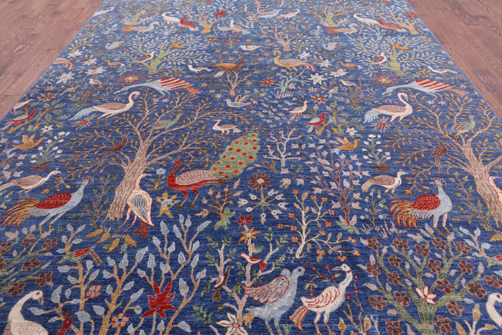 9' 9" X 13' 7" Persian Tree Of Life Design Handmade Wool Rug Q7814