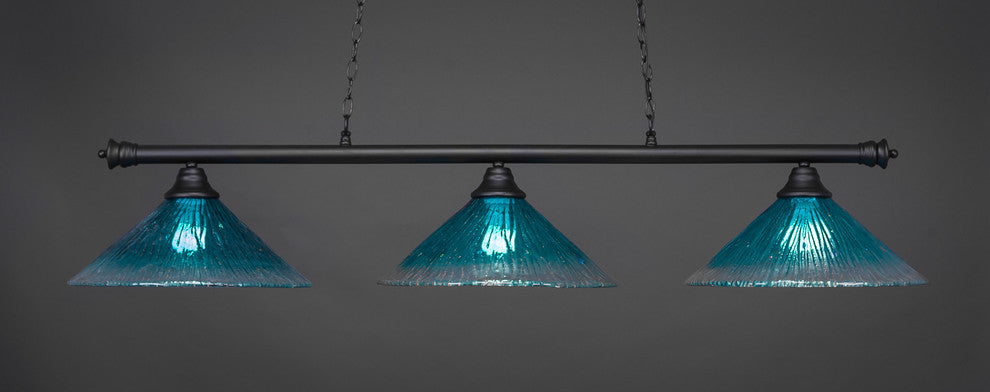 Oxford 3-Light Bar, Matte Black/Teal Crystal