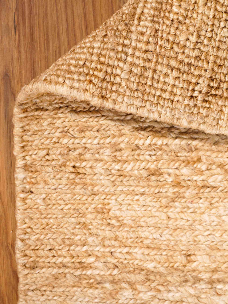 Hand Knotted Sumak Jute Area Rug Contemporary Light Brown White, [Rectangle] 8'x10'
