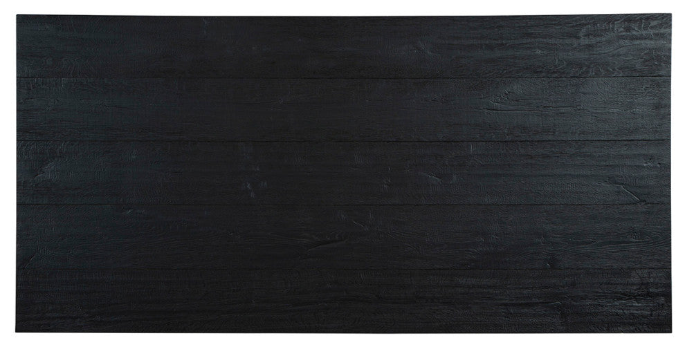 Black Wishbone 87" Wide Oak Dining Table, Black