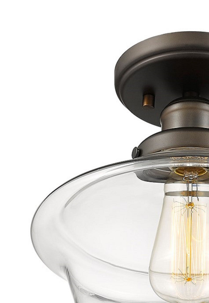 Retro Inspired 1 Light Ceiling Mount Lighting With Clear School House Glass