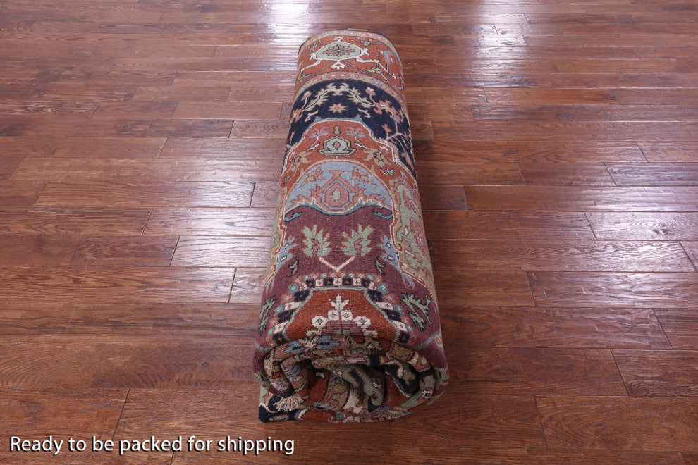 9' 0" X 11' 11" Handmade Persian Fine Serapi Wool Rug - Q14692