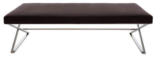 Calais Leather Bench by Nuevo Living, Brown