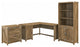 kathy ireland Cottage Grove 60 L Shaped Desk, Cabinet & Bookcase, Reclaimed Pine