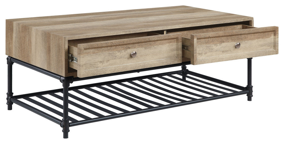 ACME Brantley Coffee Table, Oak and Sandy Black Finish