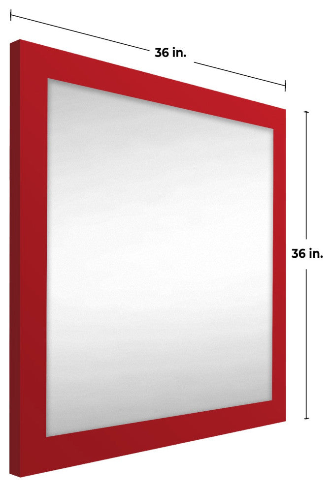 36"x36" Pop of Color Wall/Floor Mirror Art, Italian Red