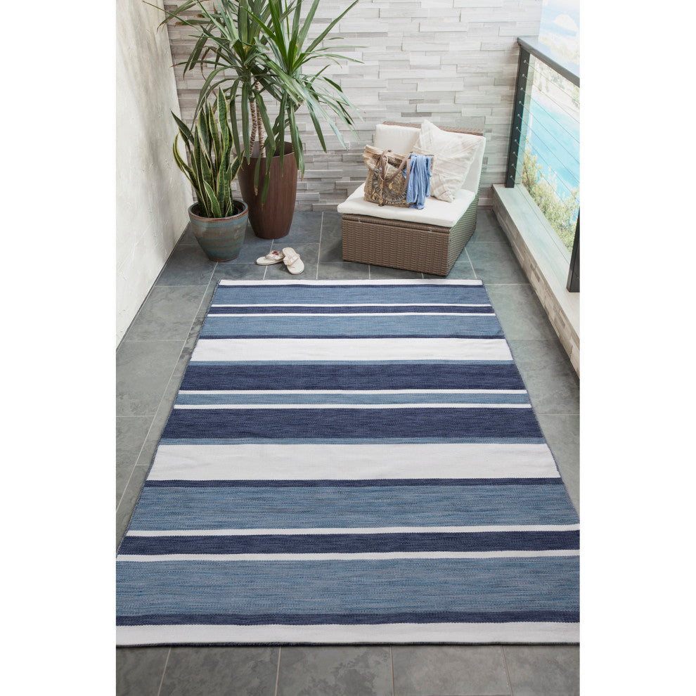 Sorrento Boat Stripe Indoor/Outdoor Rug, Navy, 5'x7'6"