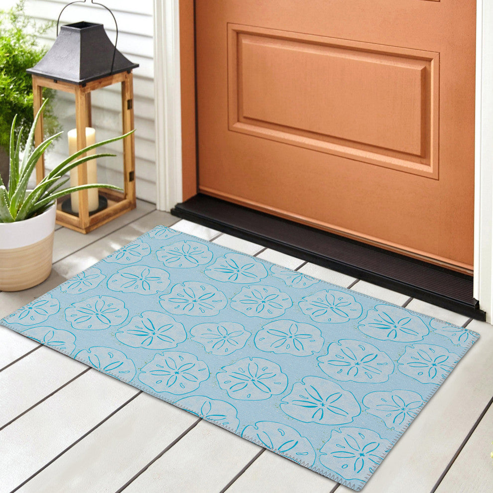 Indoor/Outdoor Seabreeze SZ10 Sky Machine Washable 1'8" x 2'6" Rug