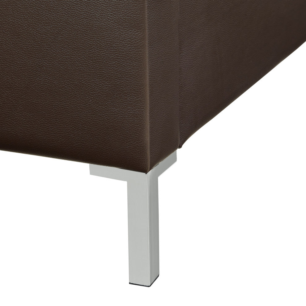 Giovanna Nailhead Trim Platform Bed, Espresso Leather Pu, King