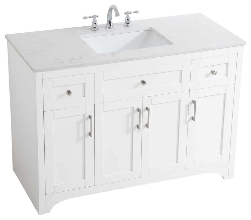 48" Single Bathroom Vanity, White