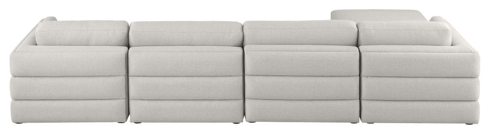 Beckham Linen Textured Fabric 5-Piece Modular L-Shaped Sectional, Beige