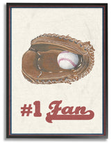 Number 1 Baseball Fan, 16"x20", Framed Giclee Texturized Art