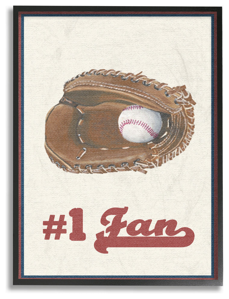 Number 1 Baseball Fan, 16"x20", Framed Giclee Texturized Art