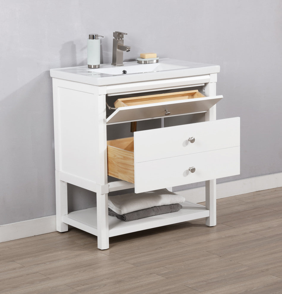 Logan Transitional White 30" Single Sink Vanity