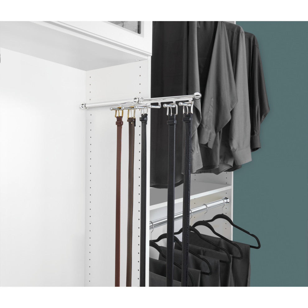 Sliding Belt and Scarf Rack for Custom Closet Systems, Chrome