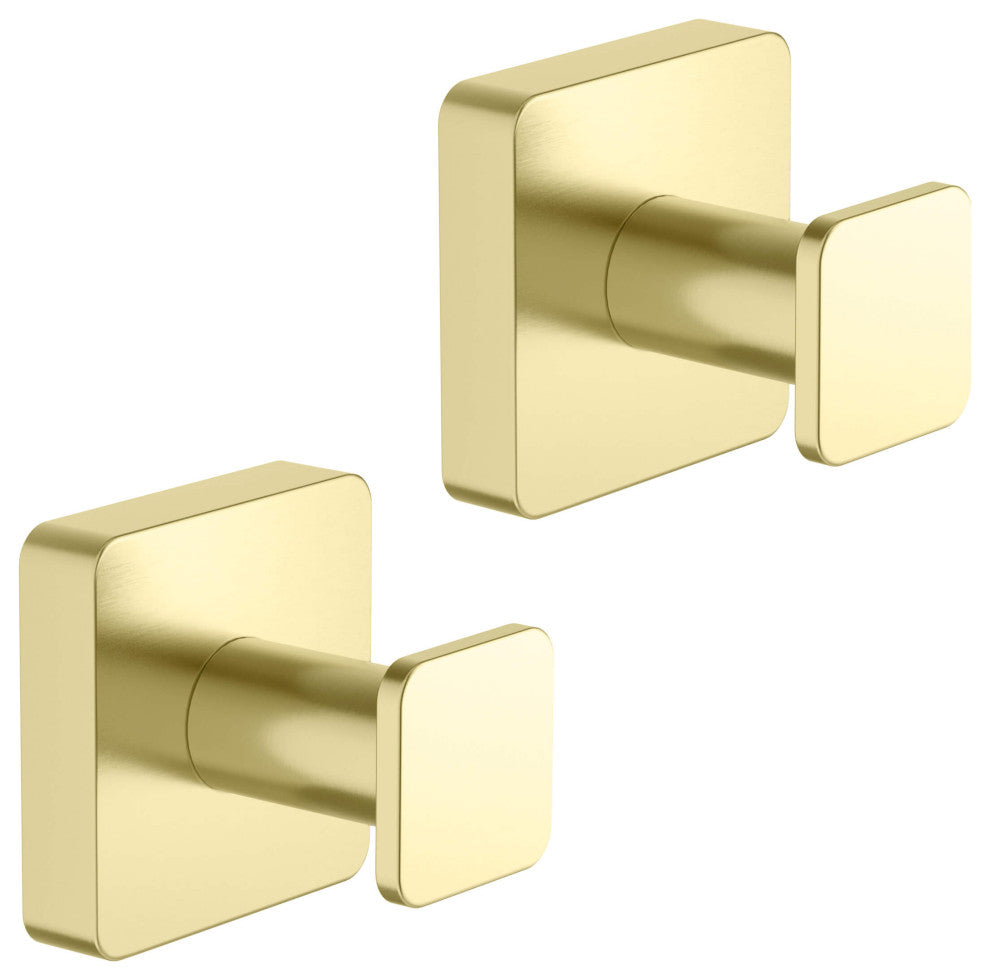 Blaze Bathroom Towel & Robe Hook, Set of 2, Brushed Gold